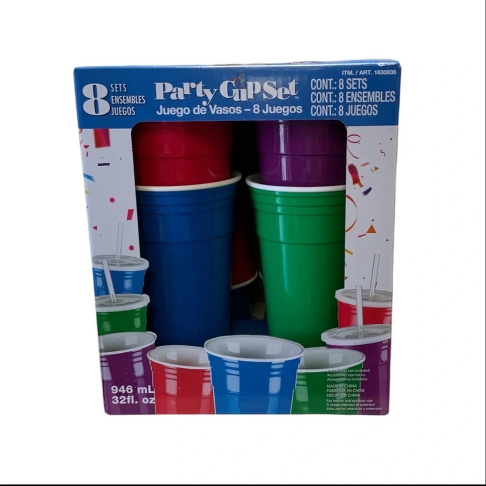 with Straws - Red, Blue, Green, Purple
